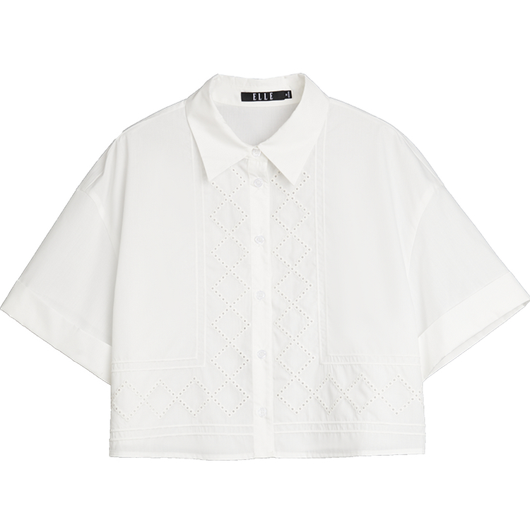 

ELLE Рубашка женская белая с лацканами тонкая