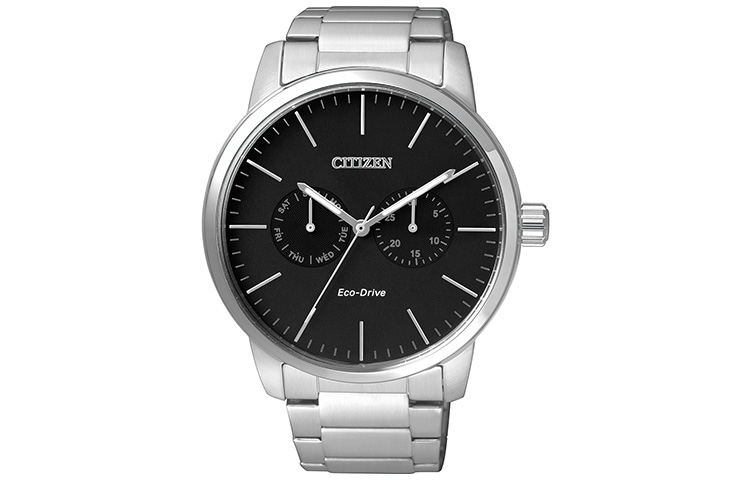 

CITIZEN Часы Men's Ecology Drive Collection Watch, Silver Strap Black Dial