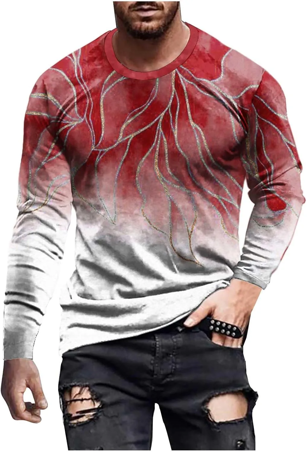 

Футболка с длинным рукавом Muscularfit с мраморным принтом