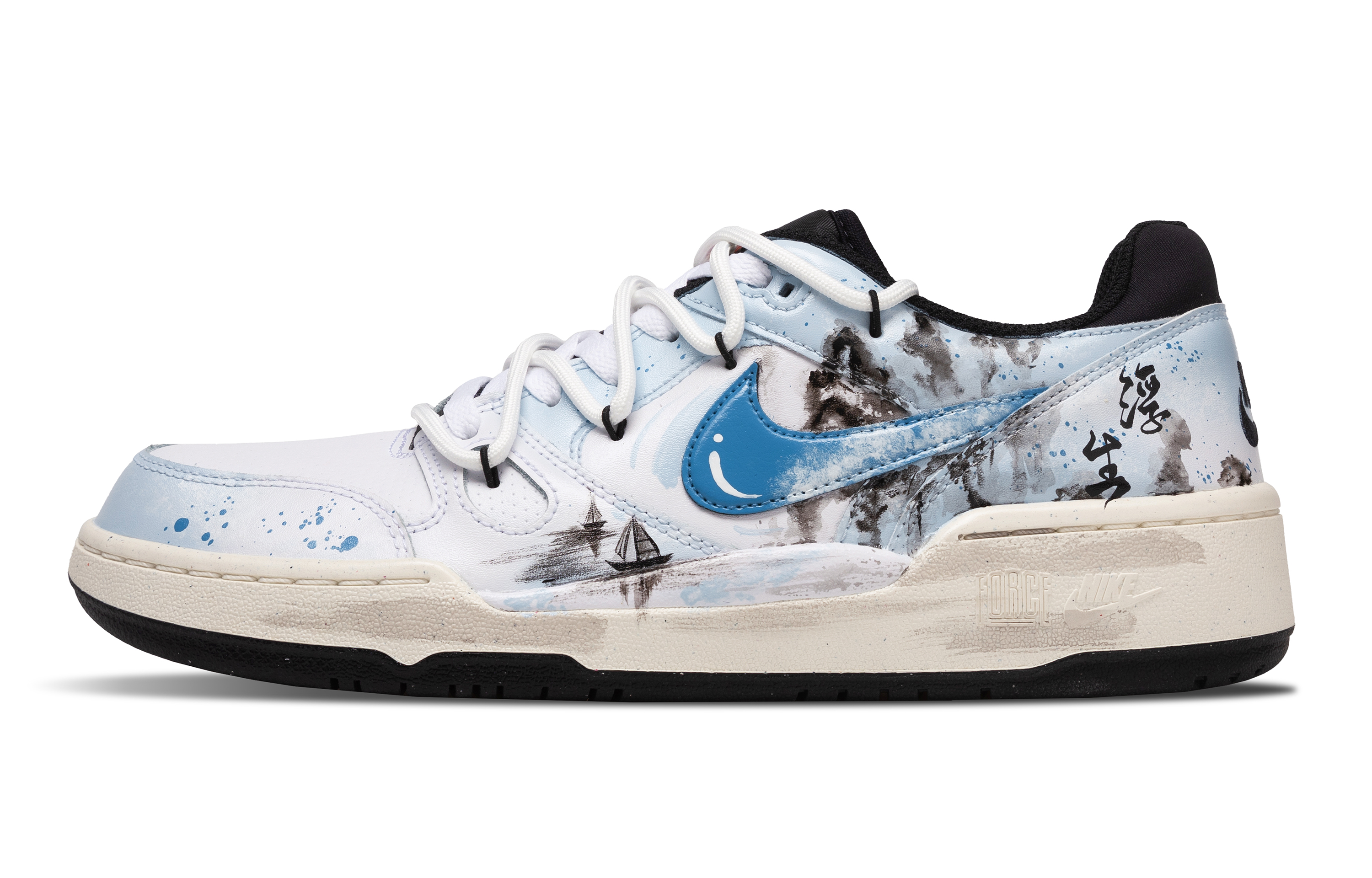 

Nike Кроссовки для скейтбординга Full Force, износостойкие, низкие, мужские, сине-белые