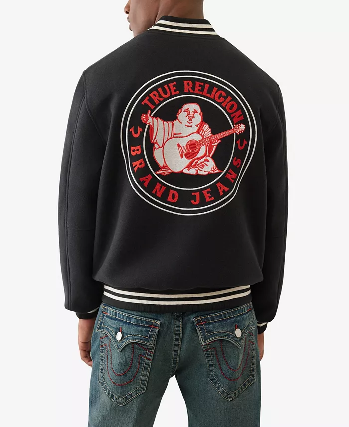 

Мужская вестерн шерстяная бейсбольная куртка True Religion, черный