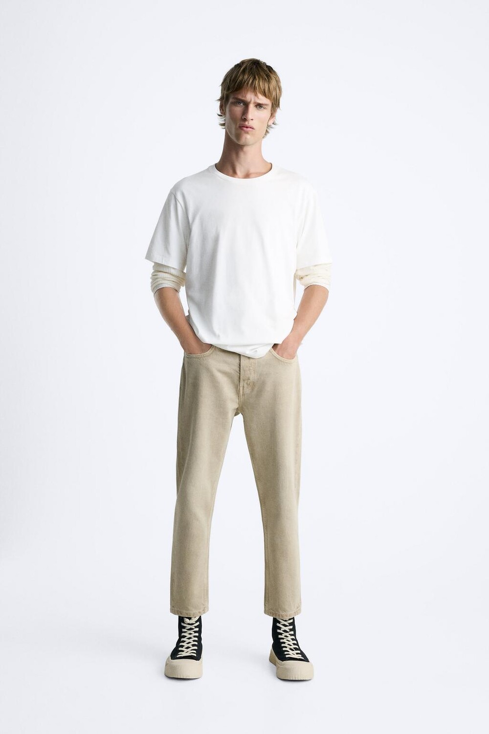 

Узкие укороченные джинсы ZARA, кэмел