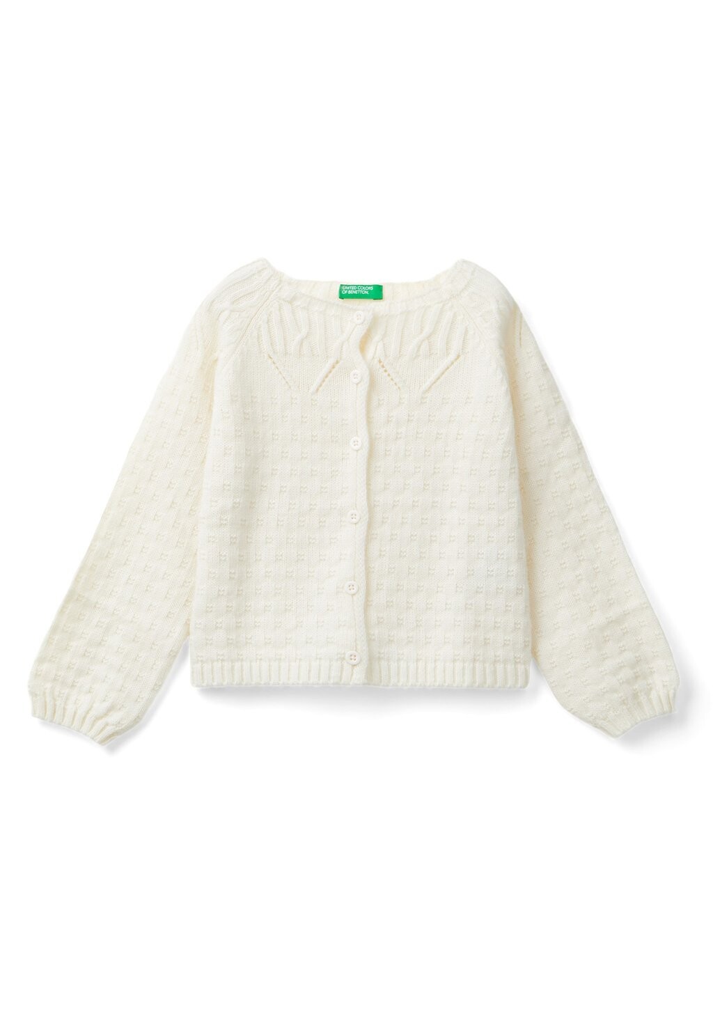 

Кардиган WITH STITCH PATTERN United Colors of Benetton, белый