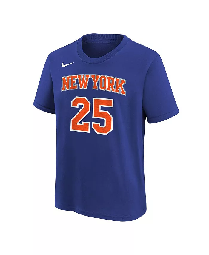 Футболка New York Knicks с именем и номером Mikal Bridges, синяя, для подростков Nike — фото 3