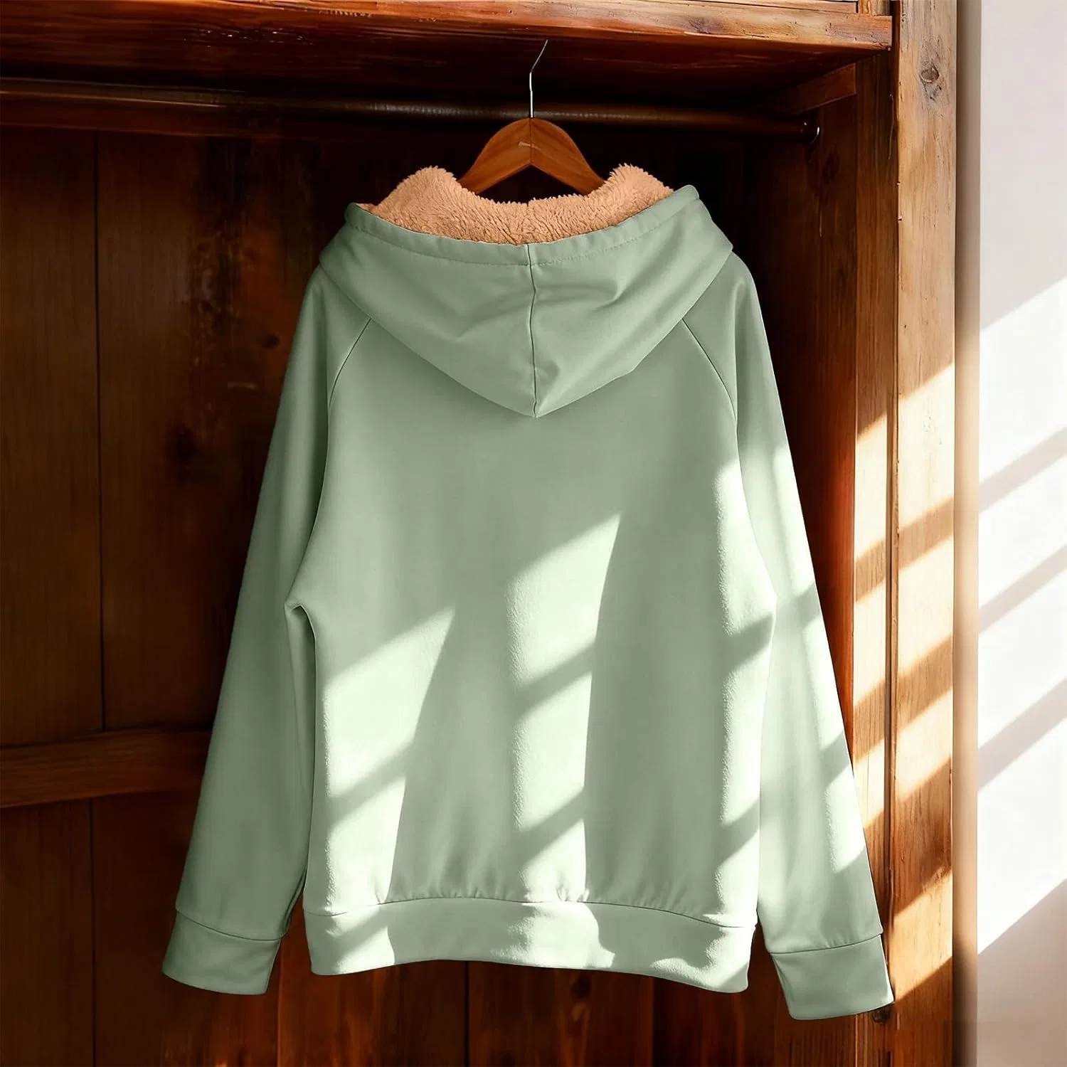Толстовка мужская на молнии, флисовая, с шерпой, Mint Green — фото 3