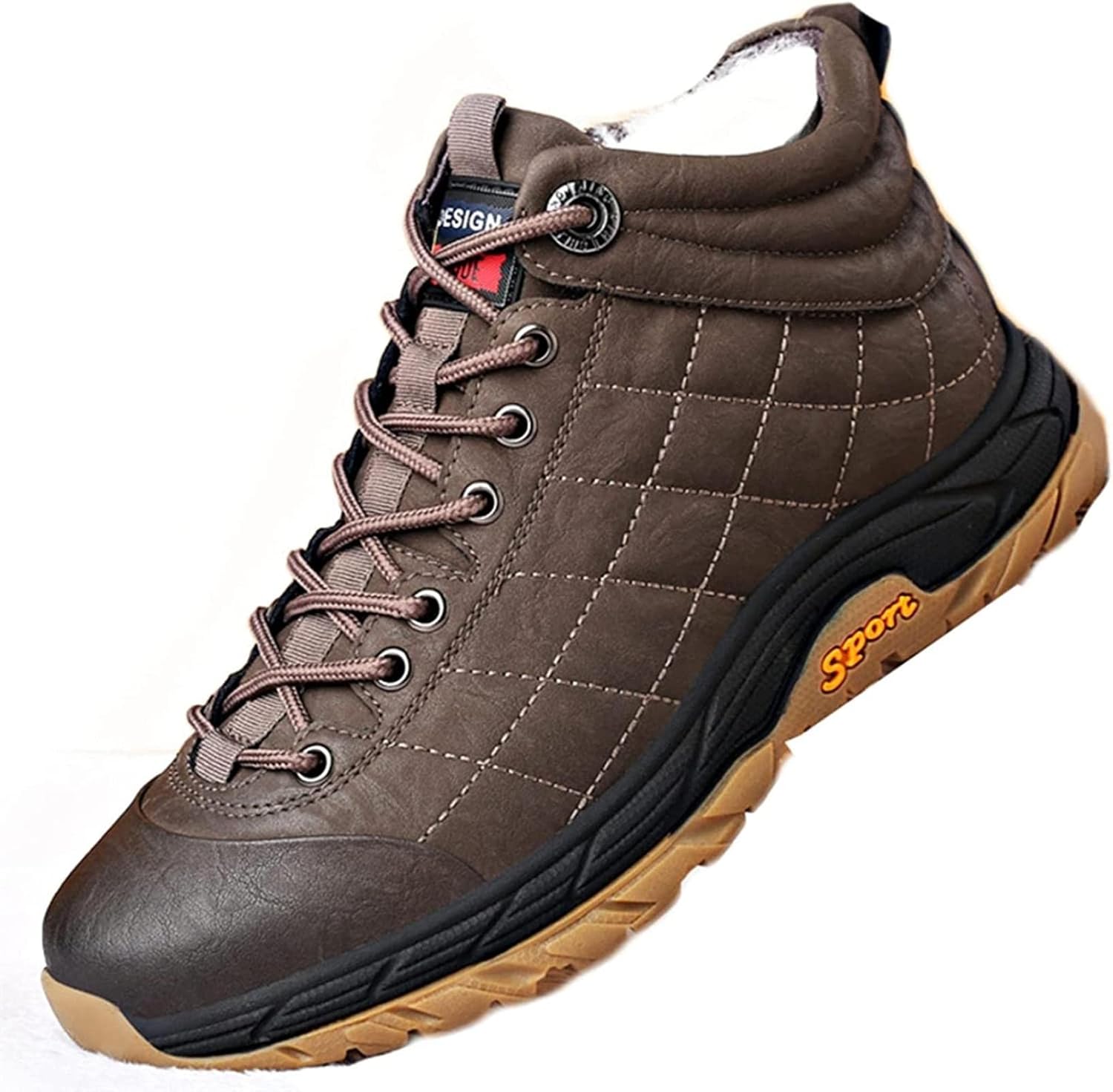 

Мужские короткие кожаные ботинки Yiozoi, высокие, на шнуровке, рабочие, зимние, водонепроницаемые, теплые с бархатом, повседневные мужские зимние ботинки до щиколотки, противоскользящие, хаки