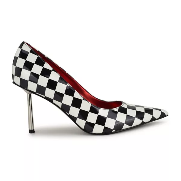 Женские лодочки Deonne с острым носом на шпильке Nine West, цвет black white — фото 2