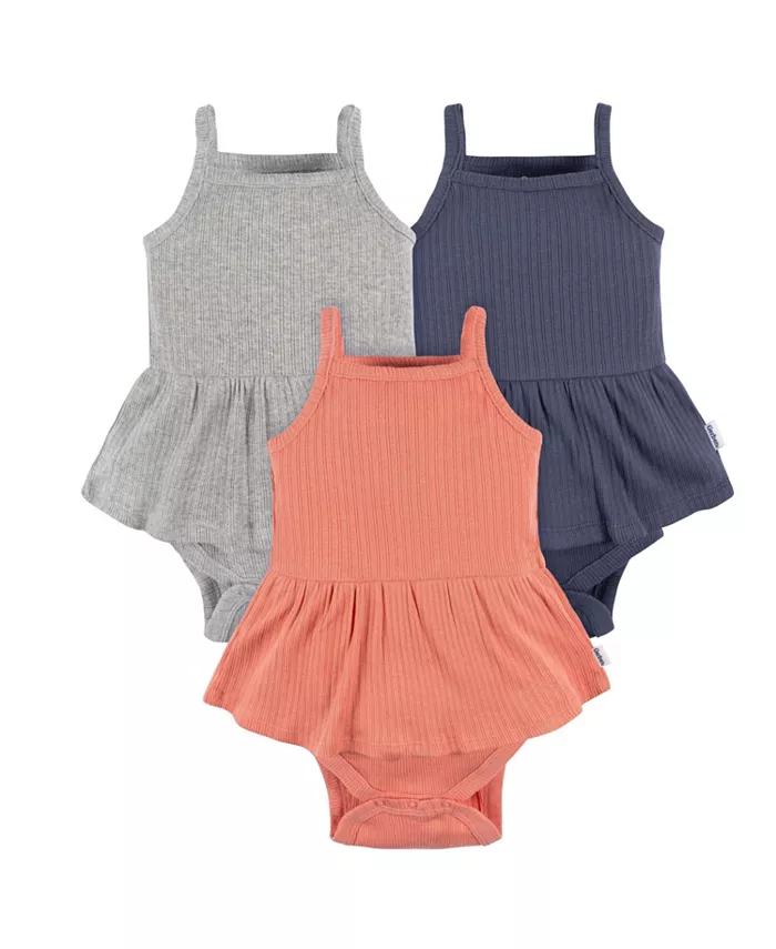 

Комплект из 3 боди без рукавов с юбочкой для девочек, цвет Antique White, размер 3-6M Gerber, синий