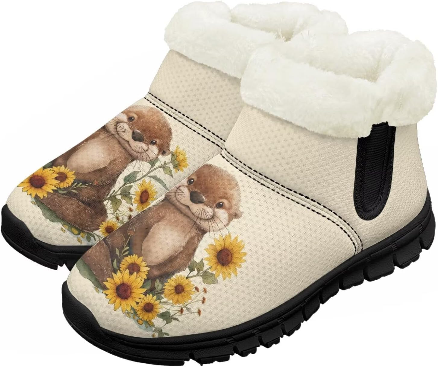 

Зимние сапоги Chririnla для девочек, детские сапожки для малышей и мальчиков, теплые обувь с меховой подкладкой, нескользящие модные короткие ботинки, Sunflower Otter
