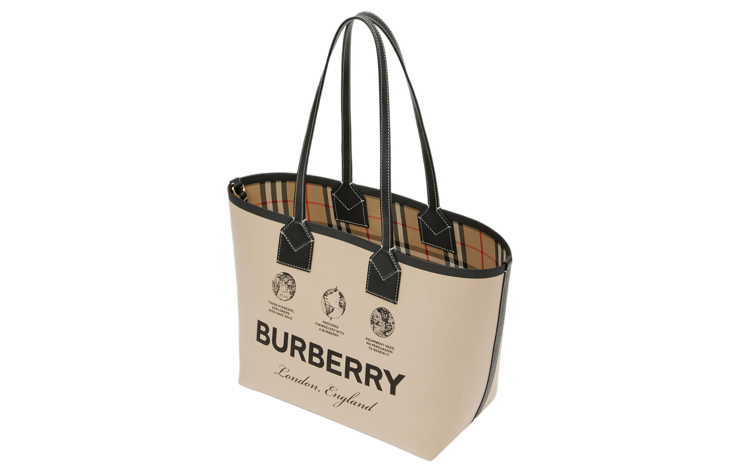 Женская хлопковая сумка-шоппер Burberry цвета хаки с кожаными деталями — фото 4