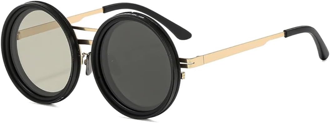 

Ретро круглые панк-солнцезащитные очки для мужчин и женщин для занятий спортом на открытом воздухе, защита от УФ-излучения UV400, регулируемые солнцезащитные очки с затемнением TVTBBVV, Golden-4