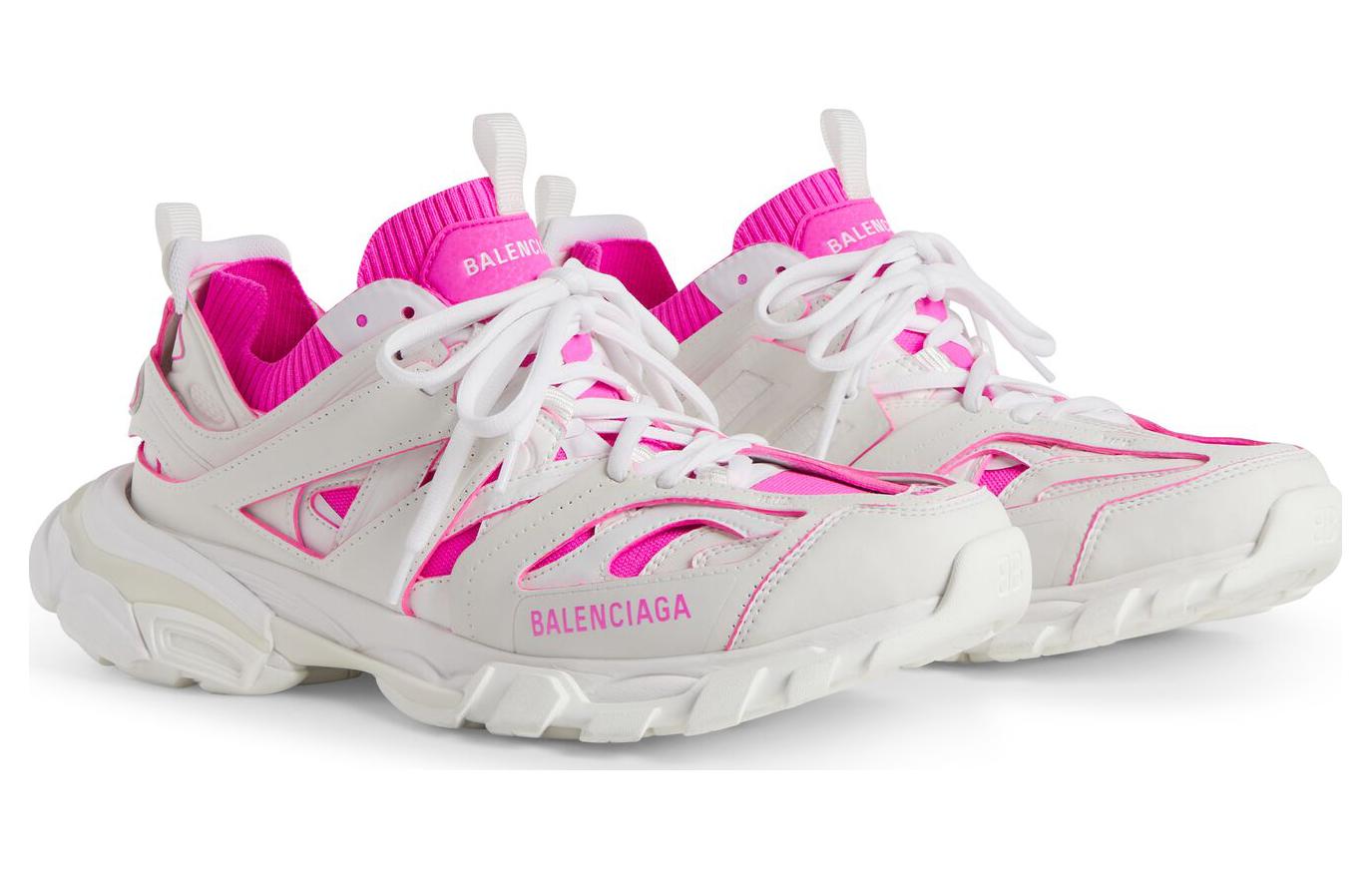 Balenciaga Кроссовки Track Sock Sneakers 'Белые и неоново-розовый, вязаные и нейлоновые', женские — фото 4