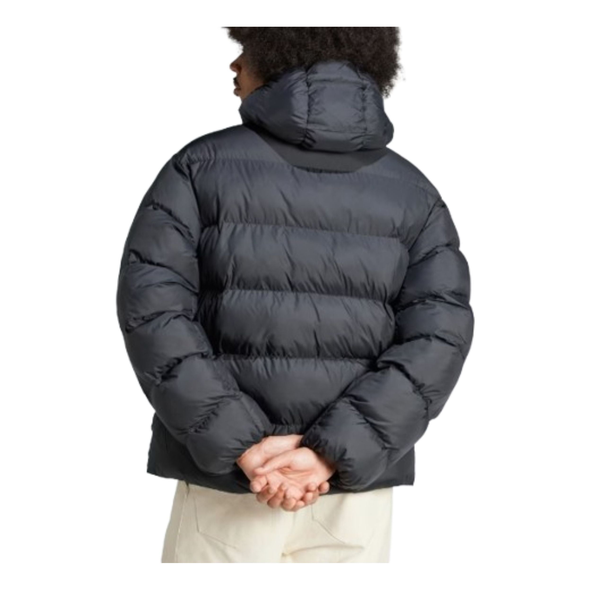 Пуховая куртка Adidas Tonal Hooded Puffer Jacket 'Black' — фото 3