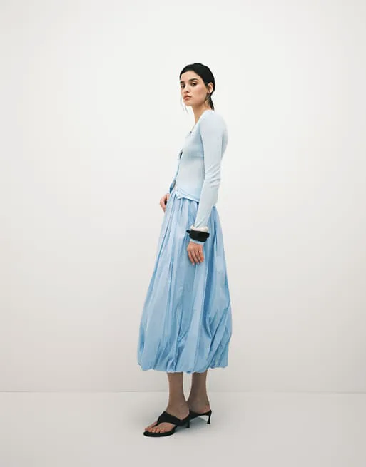 

Синяя юбка макси с объемным краем ASOS DESIGN