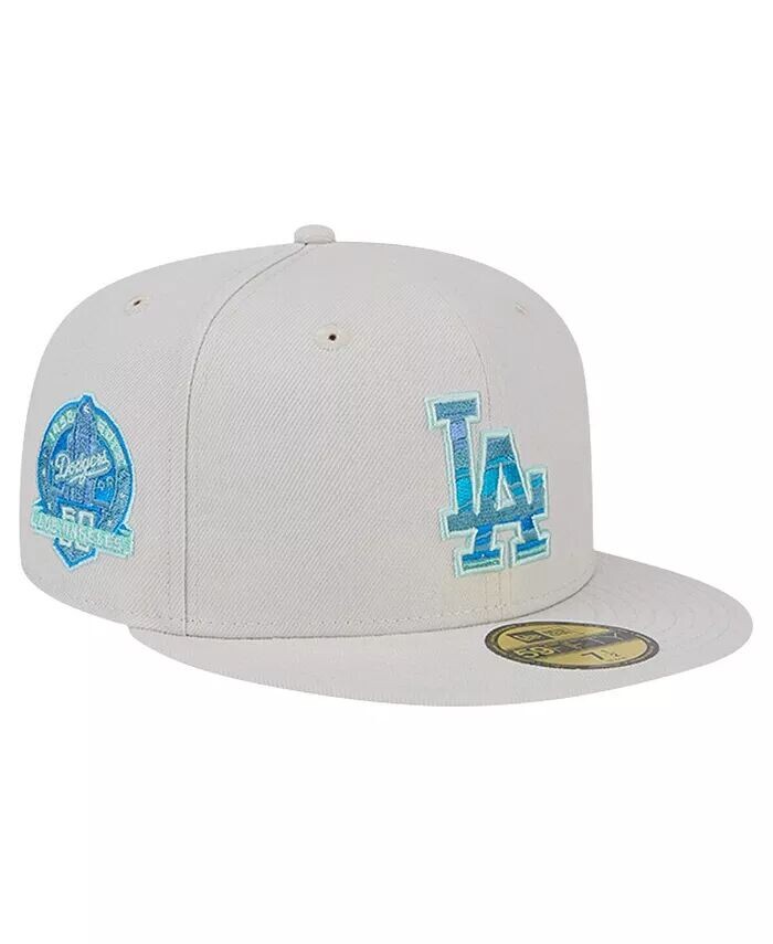 

Мужская приталенная шляпа цвета хаки Los Angeles Dodgers Stone Mist 59FIFTY New Era, бежевый