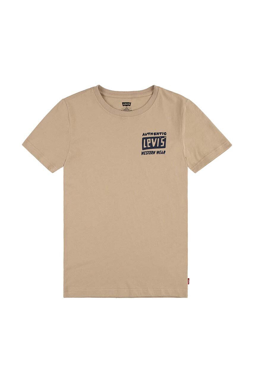 

Детская хлопковая футболка Levi's CACTUS OUT WEST TEE, бежевый