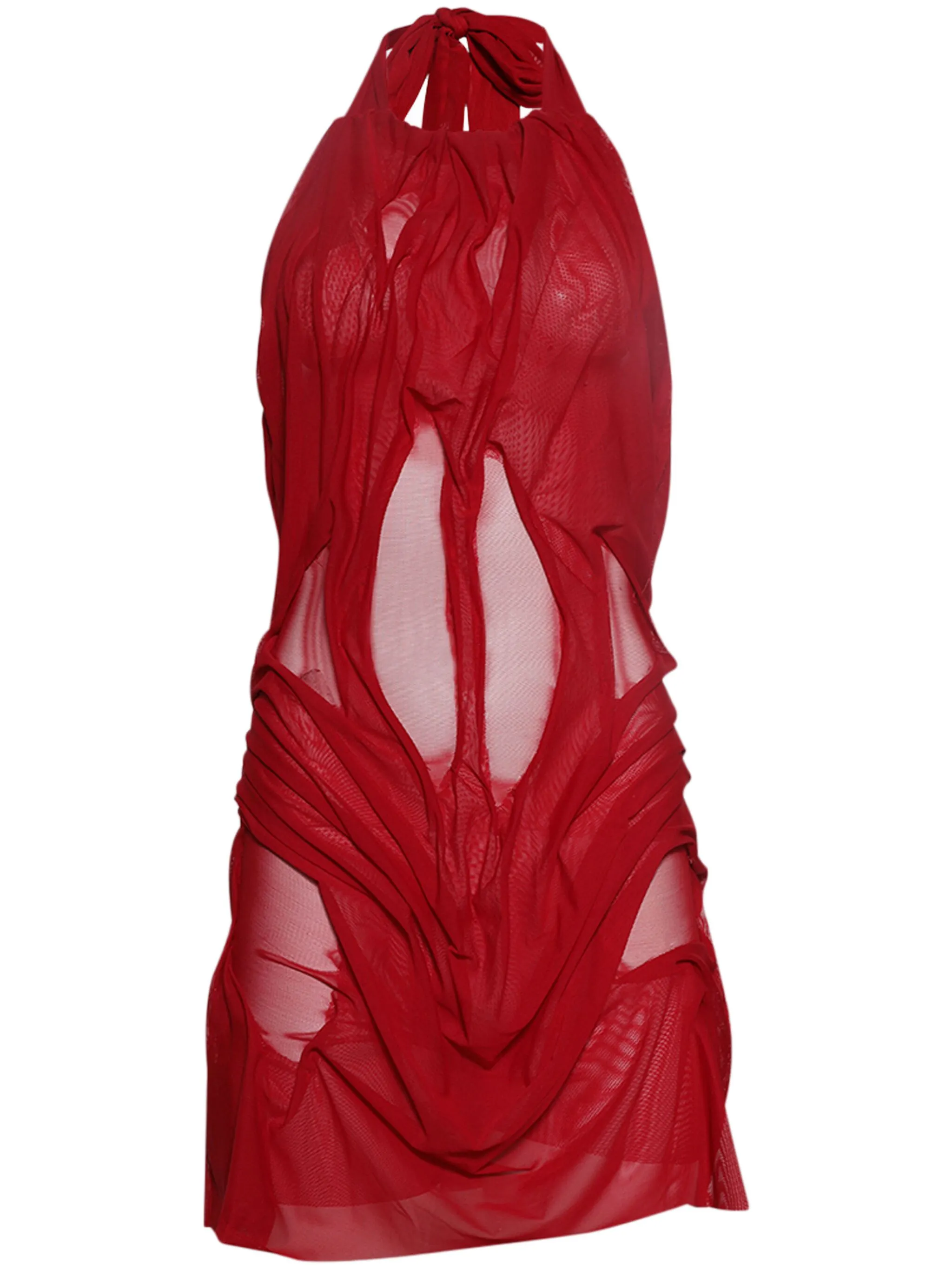 

Платье мини с вырезом халтер и драпировкой Di Petsa, красный