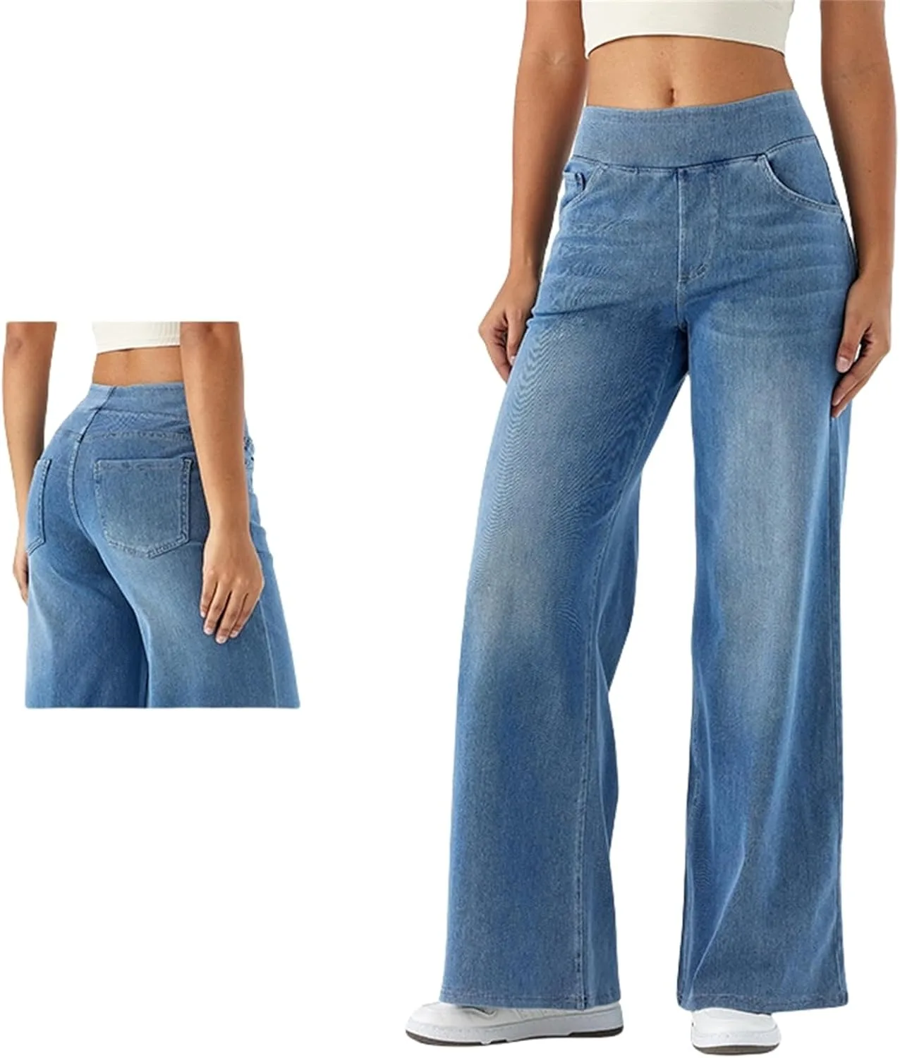Женские джинсы High Stretch High Waist Straight Loose Boyfriend, потертый деним