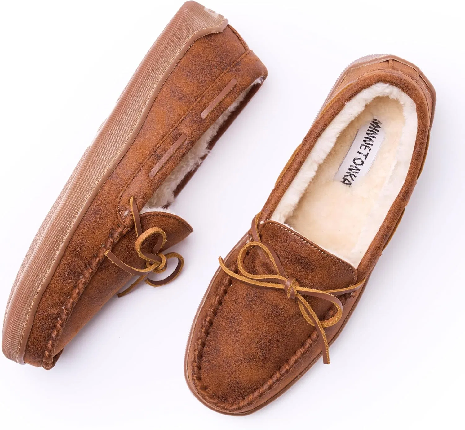 Мокасины с ворсовой подкладкой Minnetonka, коричневый состаренный — фото 2