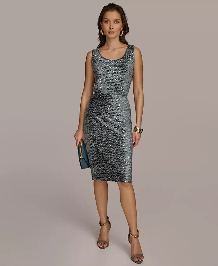 

Топ с пайетками и юбка-карандаш Donna Karan New York, синий