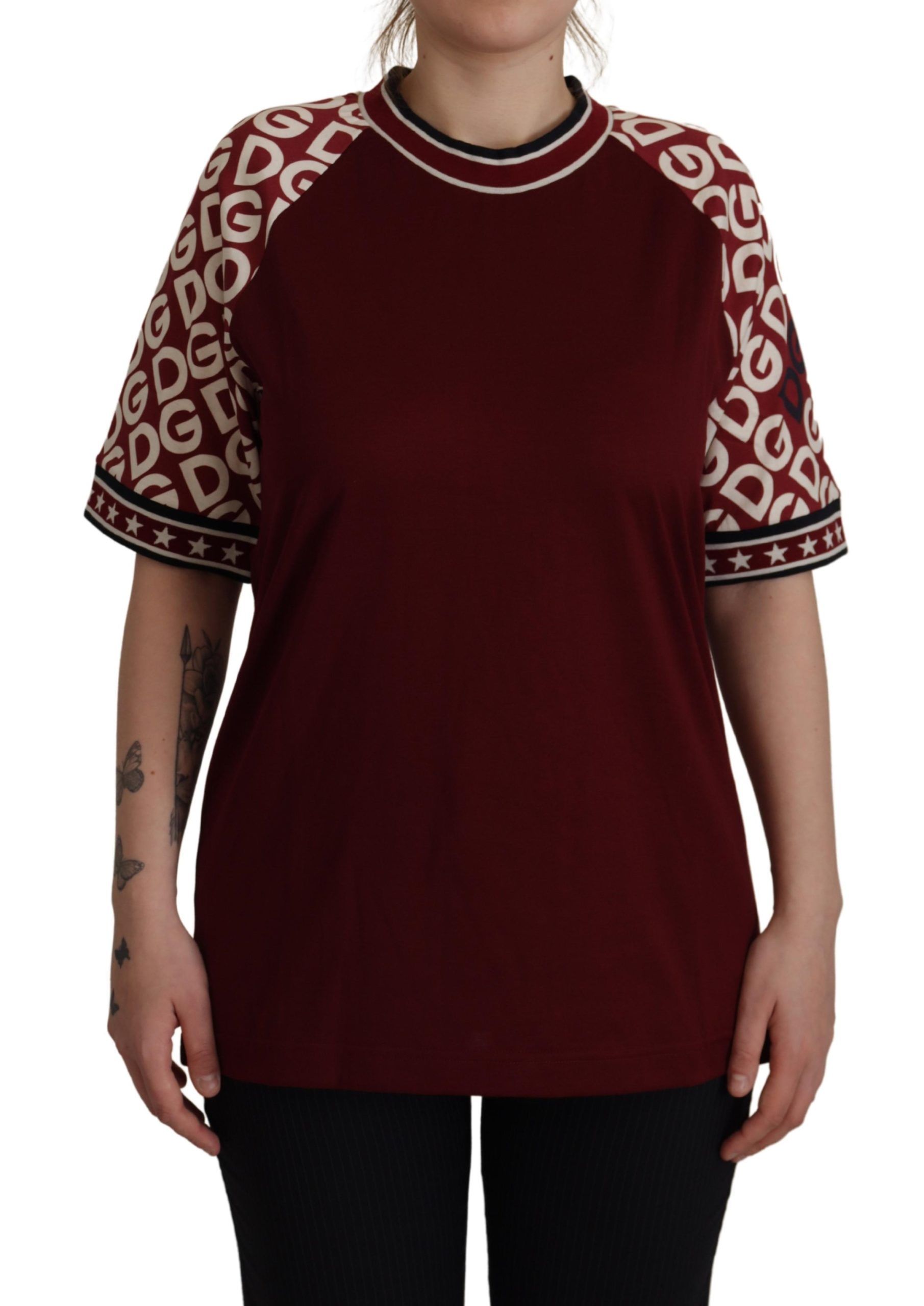 

Футболка с круглым вырезом DG Mania Bordeaux Jersey Dolce & Gabbana, бордовый