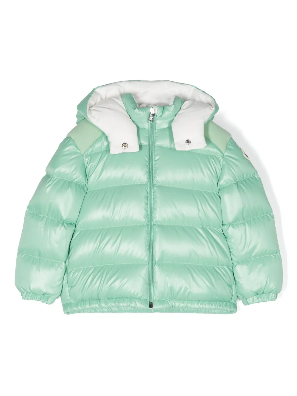 

Пуховик на молнии Moncler Enfant, зеленый