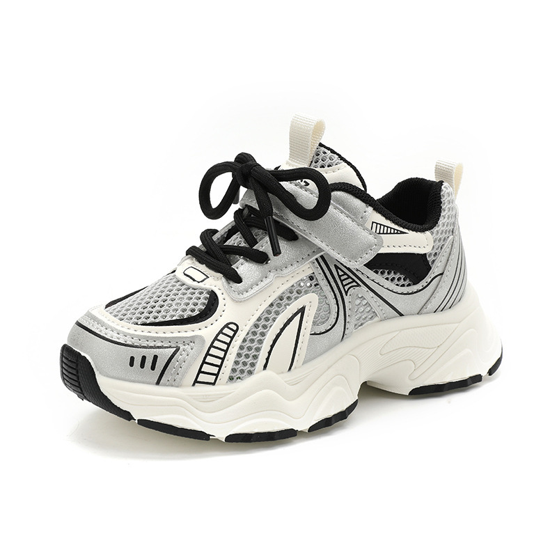 

Износостойкие дышащие низкие повседневные детские кроссовки для детей 3-7 лет Neon, черный