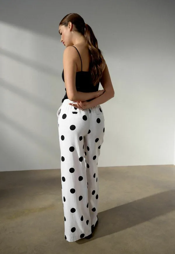 Брюки с широкими штанинами, крой для высоких людей Next, Black White Polka Dot — фото 4