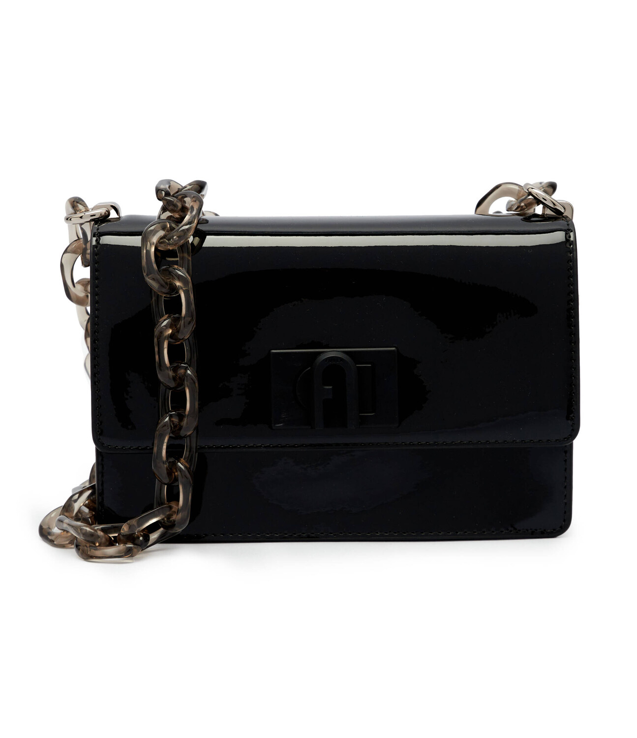 

Сумка через плечо Furla глянцевая на цепочке, черный