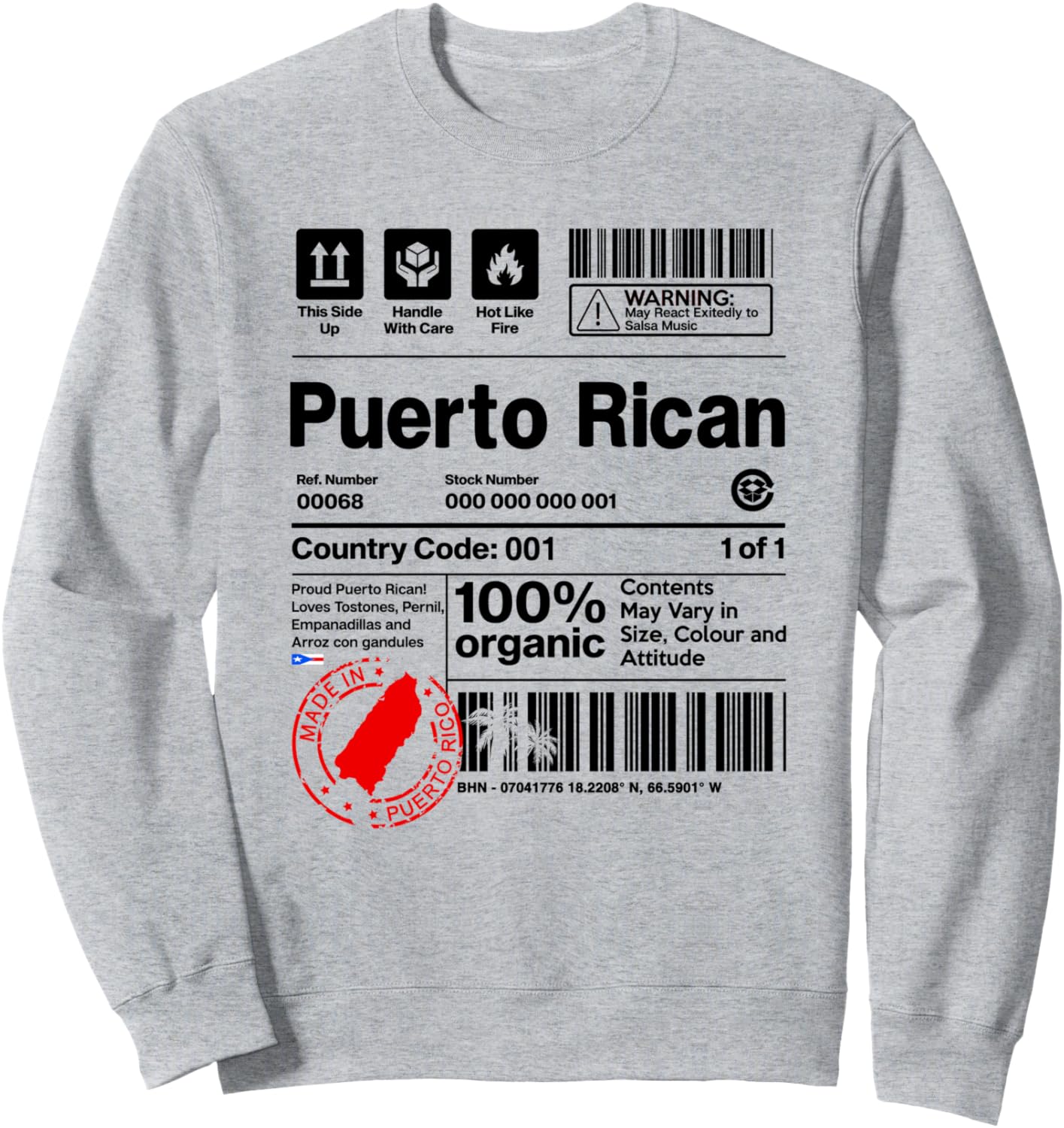 

Сделано в Пуэрто-Рико, обращаться бережно. Толстовка Tropic Puerto Rican Heritage Apparel, серый