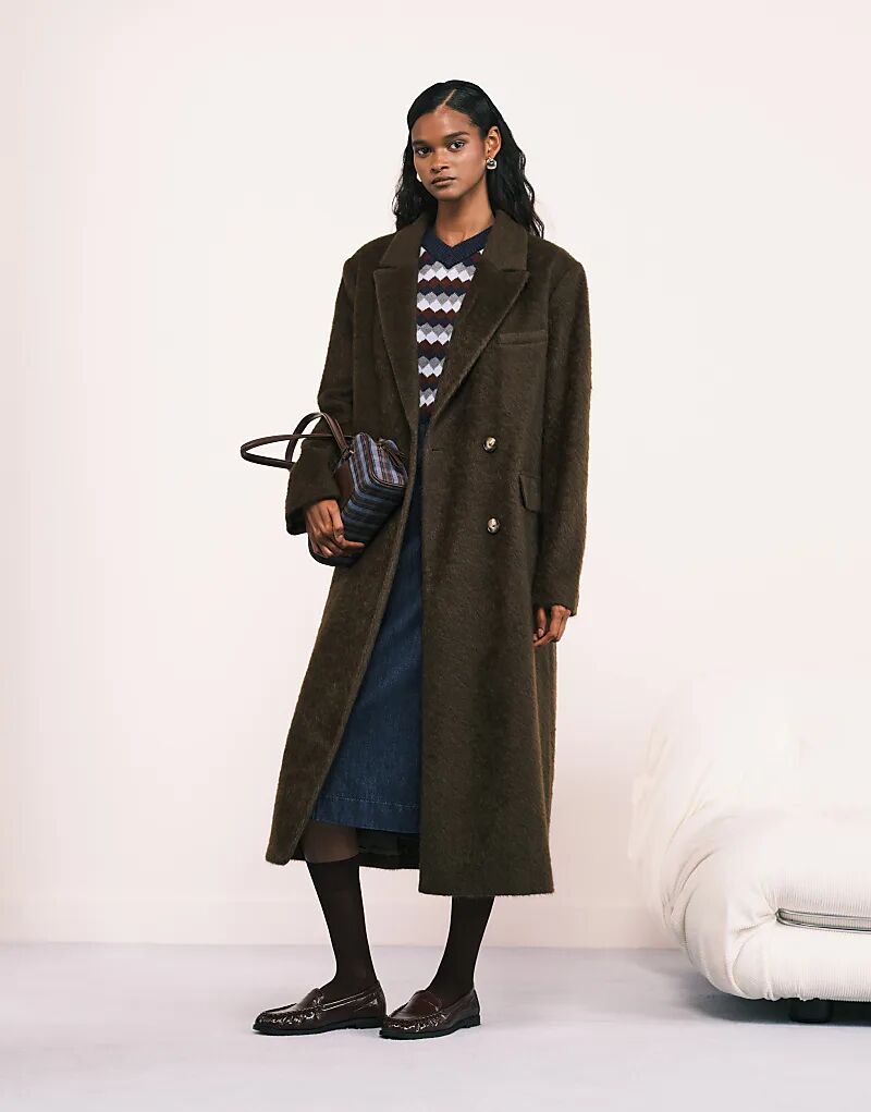 

Пальто свободного кроя с начесом цвета темного хаки от ASOS DESIGN