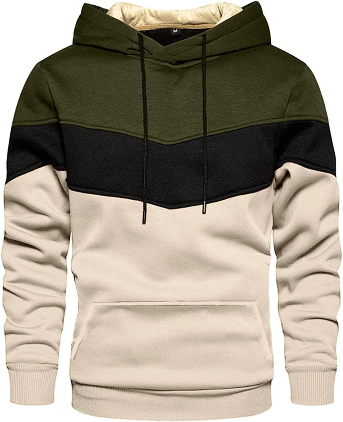 

Мужской худи пачворк цветной блок с длинным рукавом