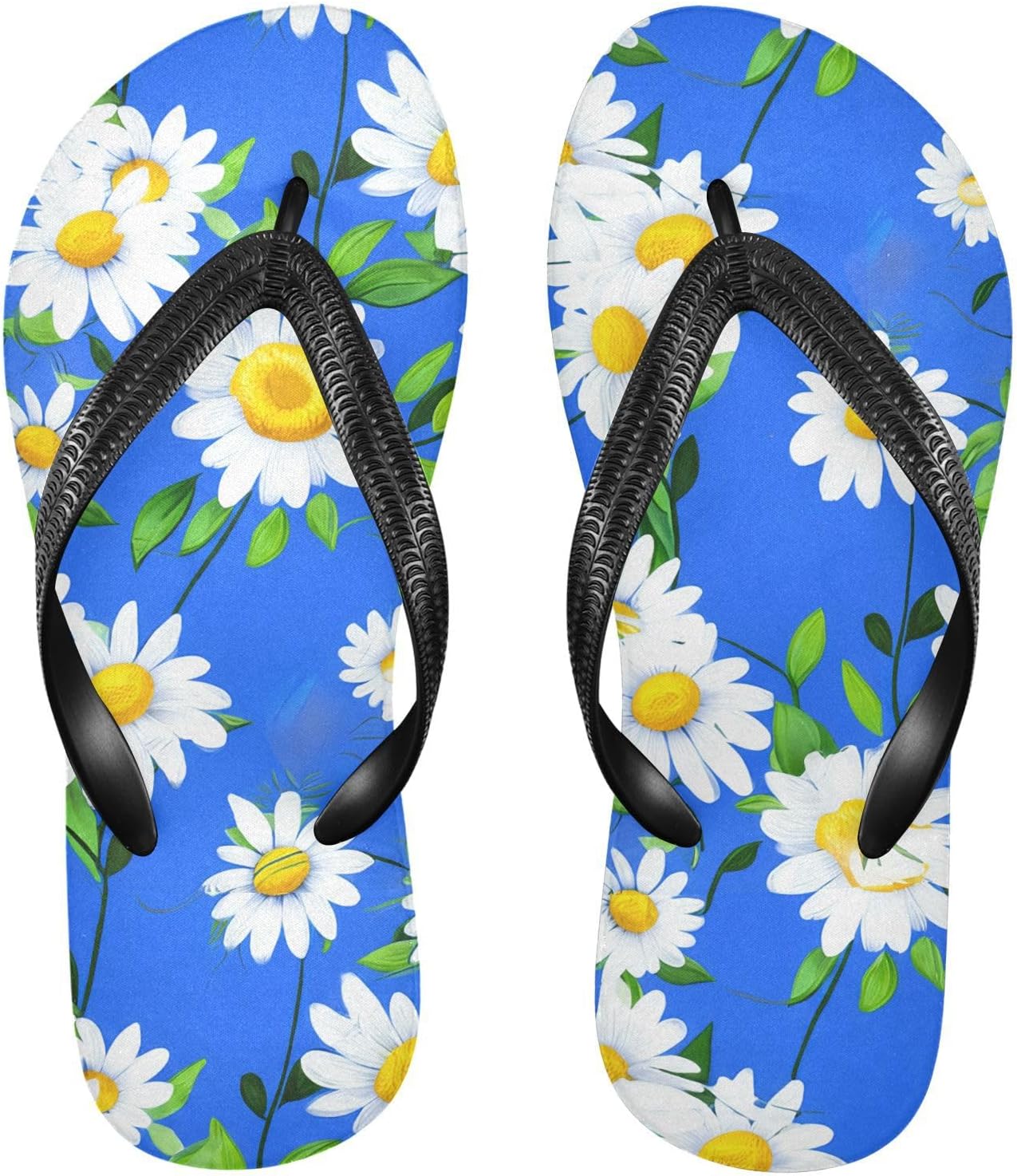 

Летние сланцы с цветочным принтом и ромашками, пляжные шлепанцы для душа, резиновые нескользящие тапочки для мужчин и женщин Sinestour, Leaves Floral Daisy
