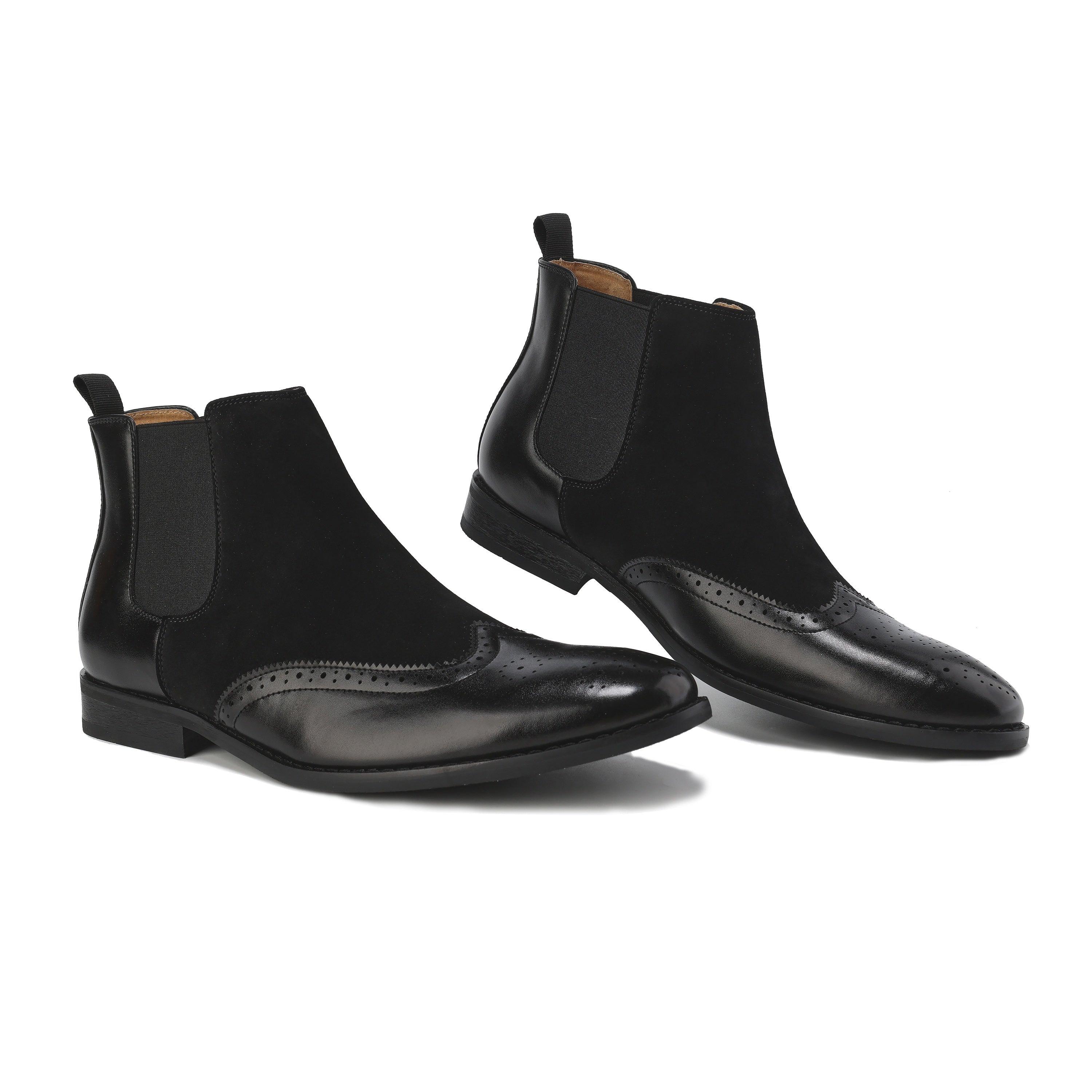 

Мужские двухцветные ботинки Chelsea Wingtip Brogue от Gino Vitale, черный/черный