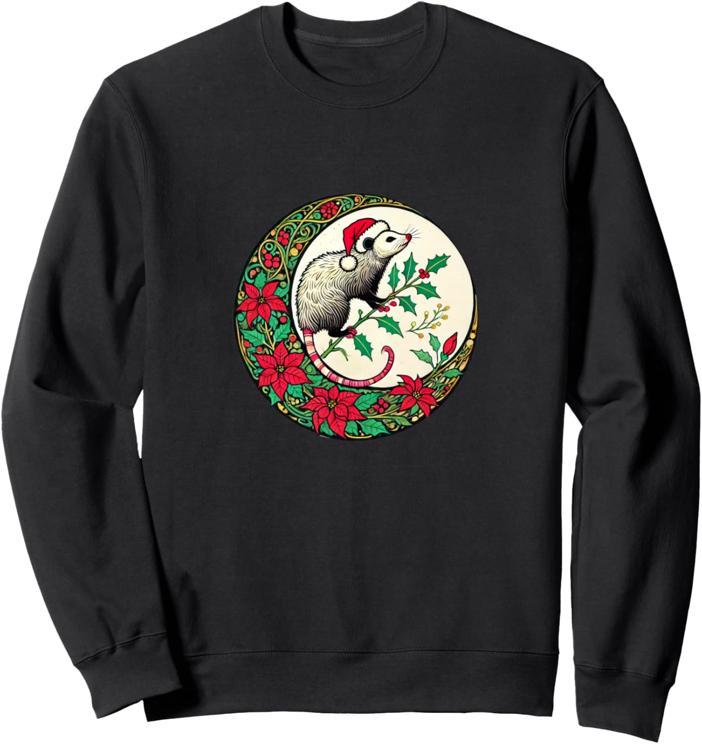 

Рождественская иллюстрация опоссума в стиле модерн. Толстовка с изображением опоссума Cat Snugg, черный