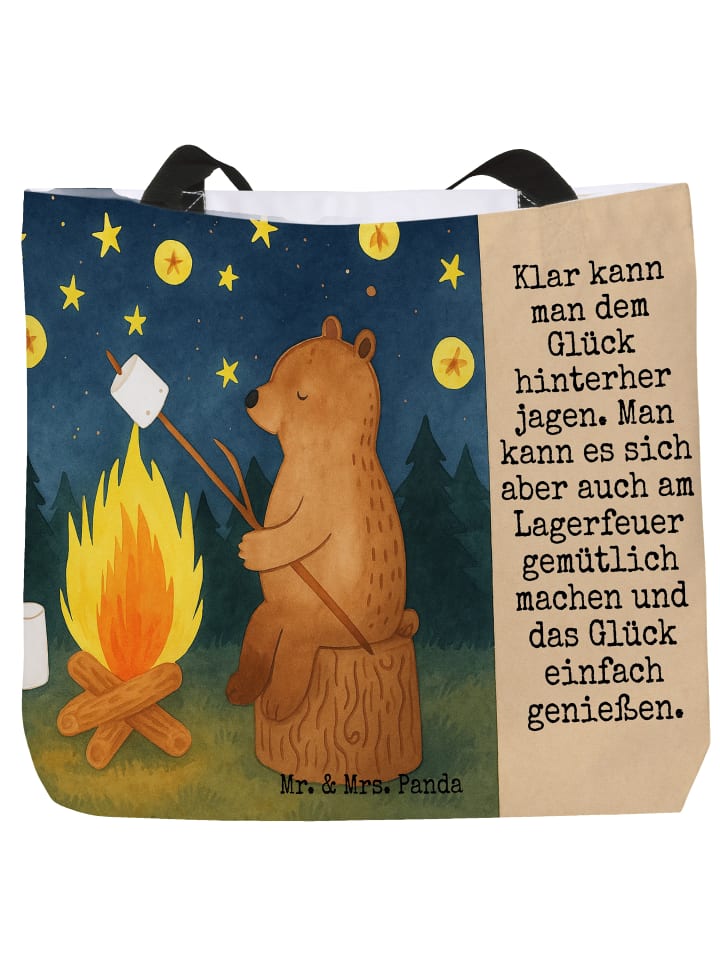 

Mr. & Mrs. Panda Сумка-шоппер с изображением медведя и божьей коровки у костра... белого цвета