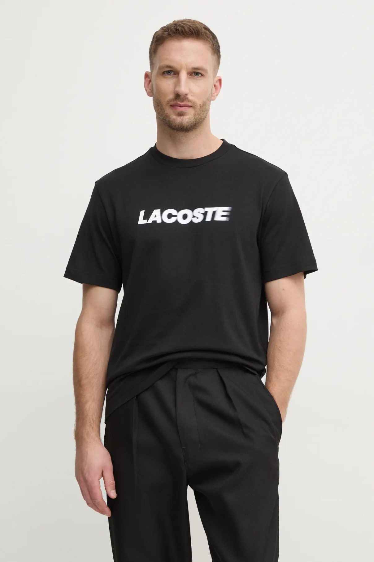 

Хлопковая футболка Lacoste, черный