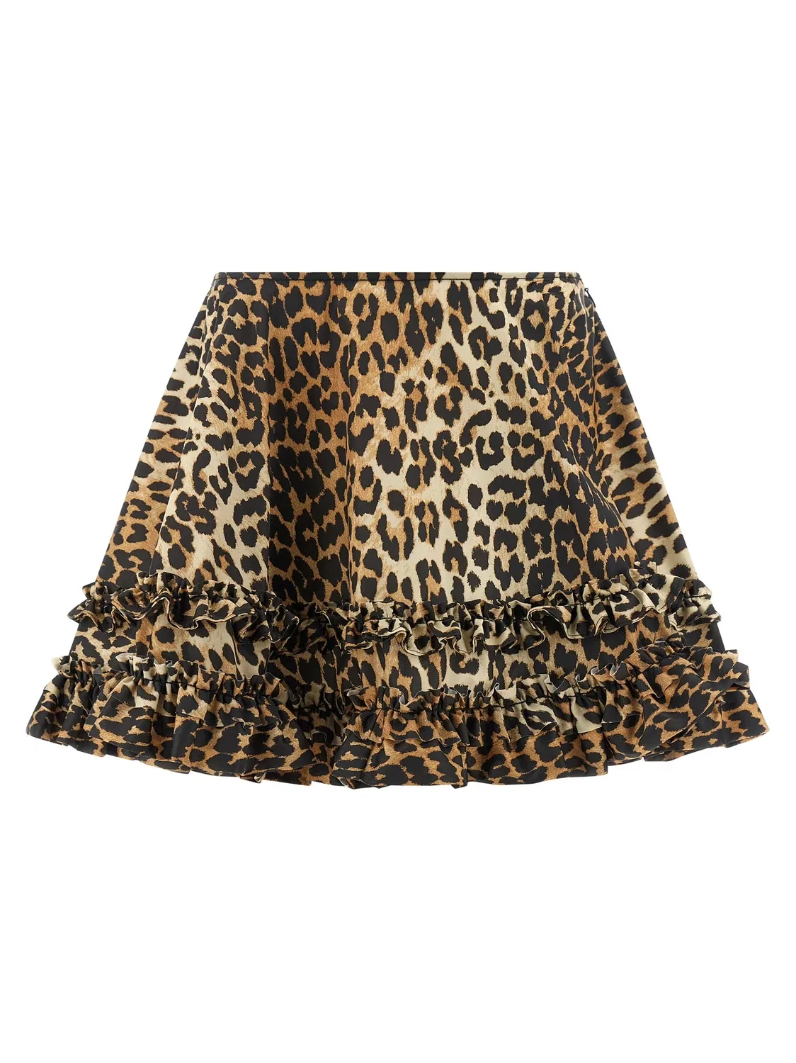 Юбка «Leopard Duchesse Nylon Mini Frill» GANNI, коричневый