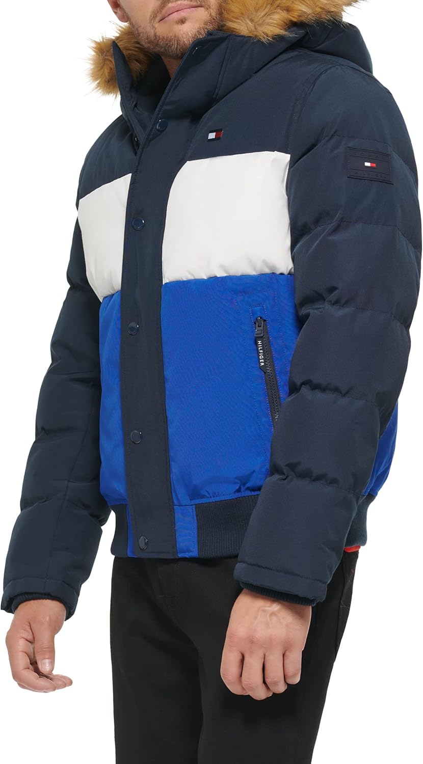 Мужская стеганая куртка-бомбер Tommy Hilfiger Arctic Cloth (стандартная и для больших и высоких), Blue Color Block — фото 3