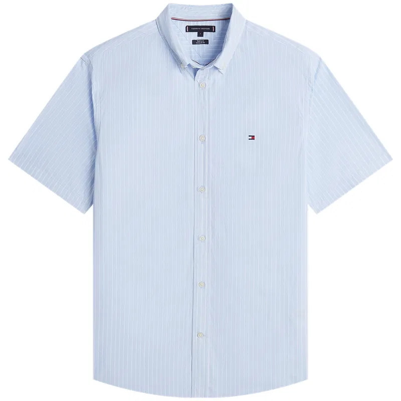 Рубашка мужская с отложным воротником Tommy Hilfiger, Dark Blue White Stripes 0A4 — фото 3