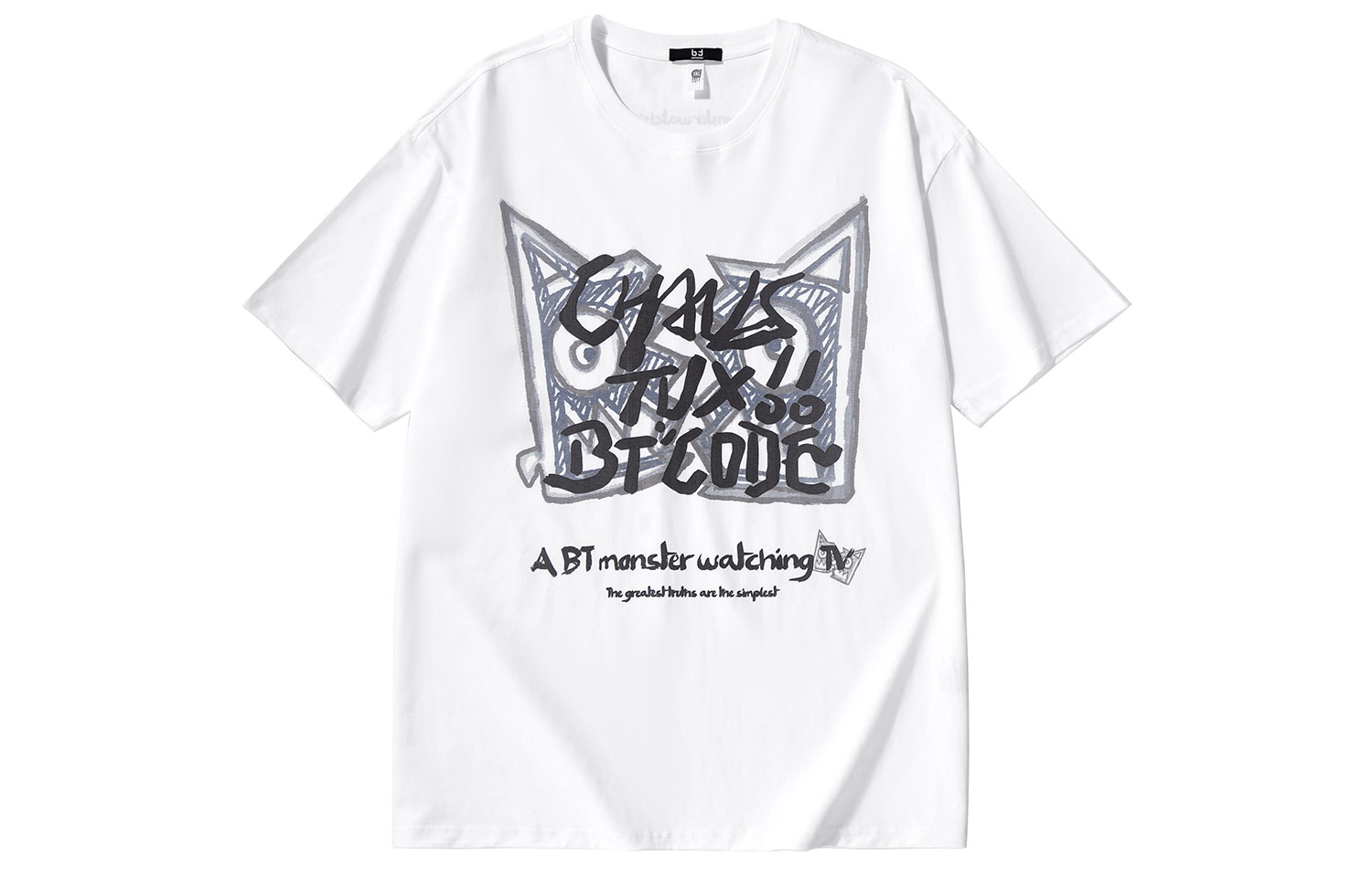 

X TVX Bt × TVX Футболка Unisex Crew Neck Moderate Straight Fit BIRDTALK, белый with черный print