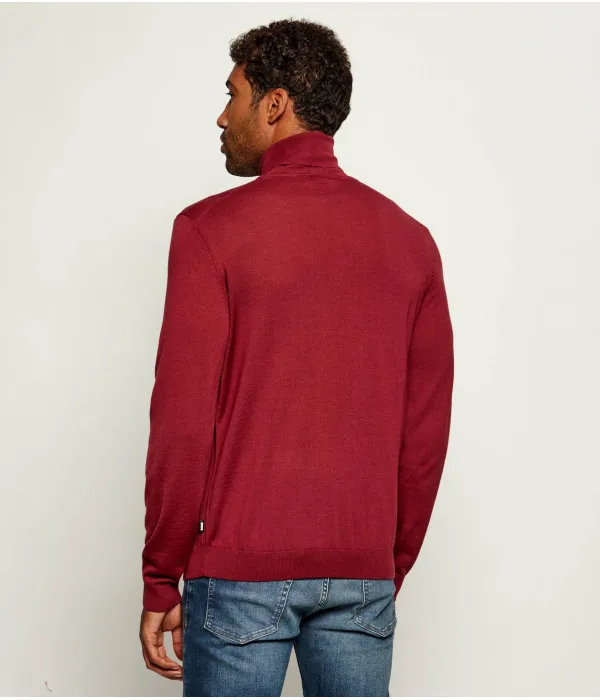 Шерстяная водолазка Musso-p Slim fit Boss, красный — фото 3