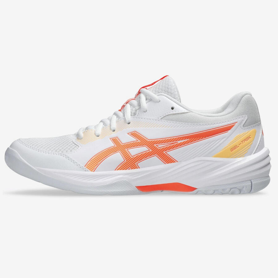 ASICS Женские/мужские гандбольные кроссовки для игры в помещении Gel Task 4, белые/оранжевые — фото 4