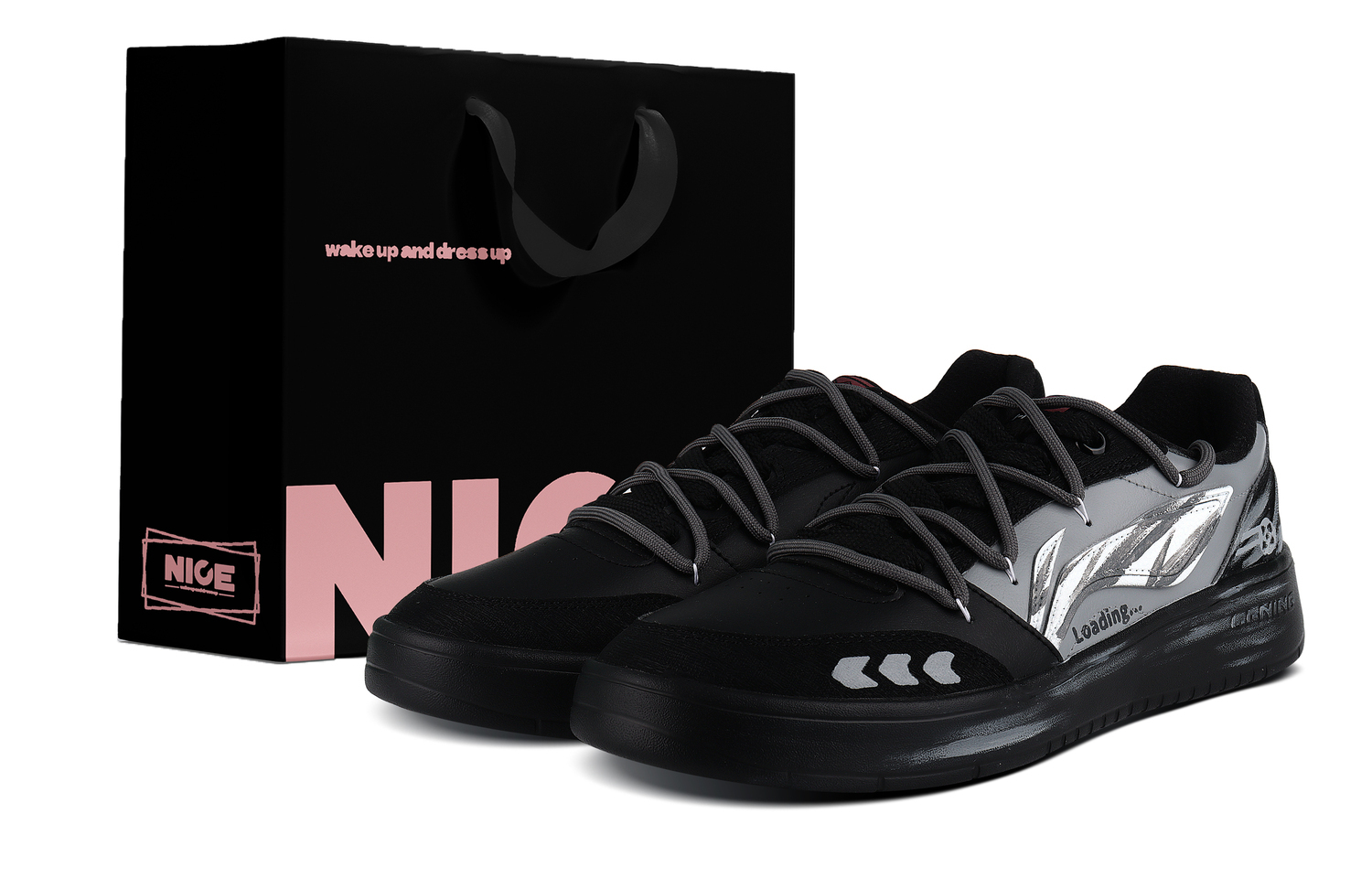 

Yuanbao V3 устойчивые к истиранию дышащие низкие кроссовки для скейтбординга мужские LINING, черный