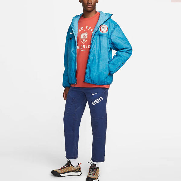 Куртка men's ss22 alphabet printing hooded h with down feather blue jacket Nike, мультиколор — фото 2