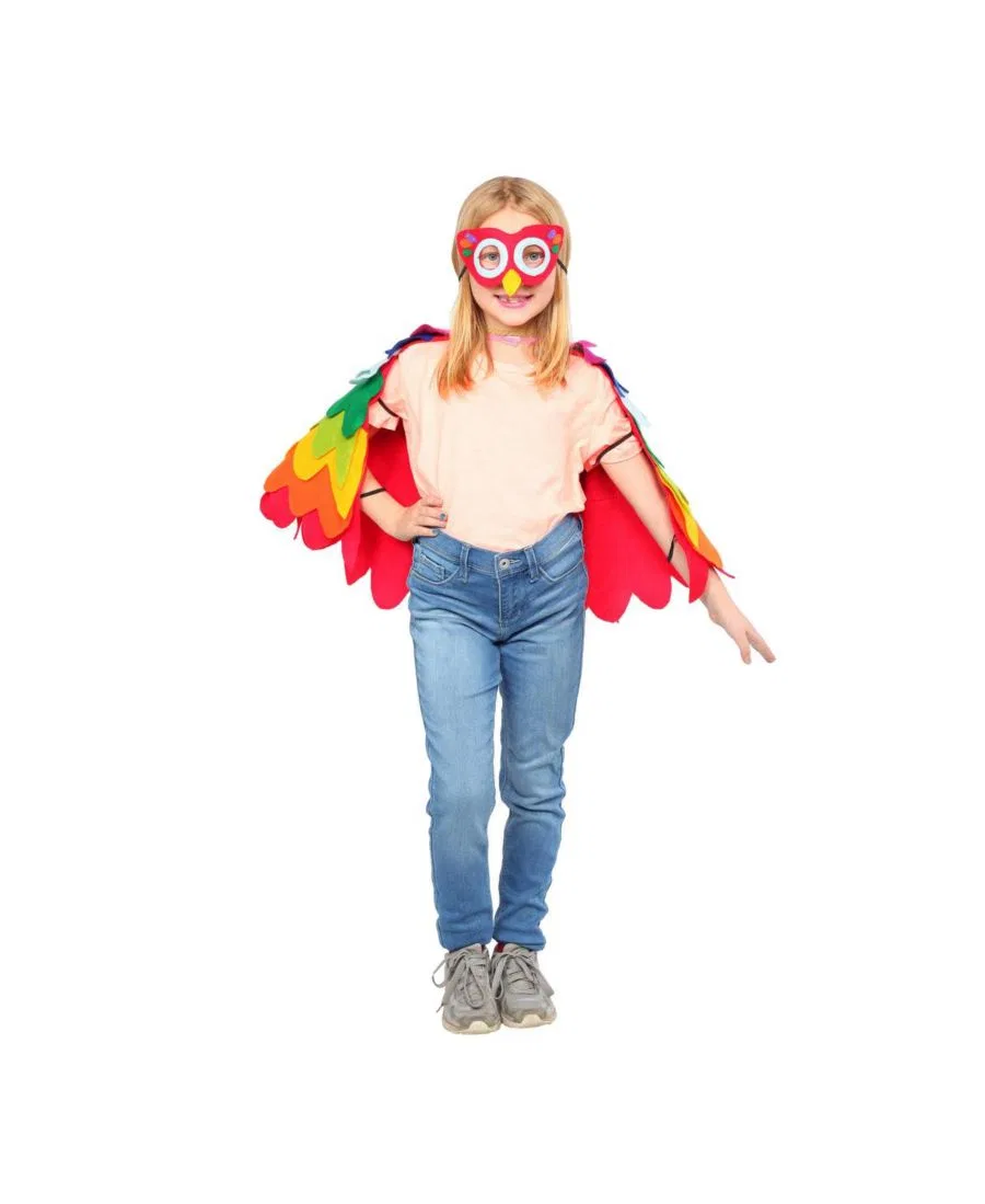 Детский красочный костюм-накидка и маска попугая Dress Up America, мультиколор — фото 2