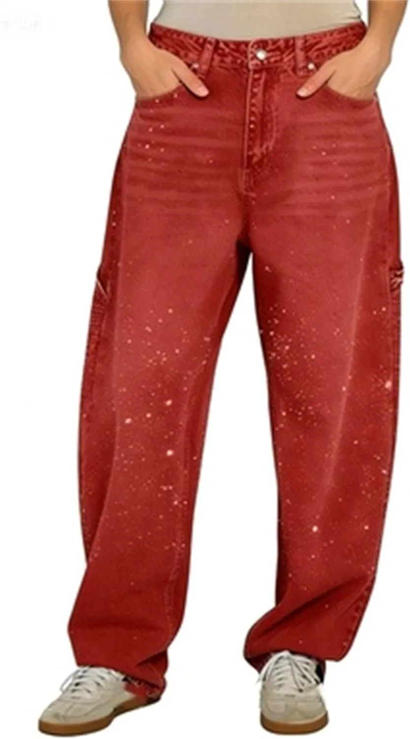 Джинсы, стразы, Red