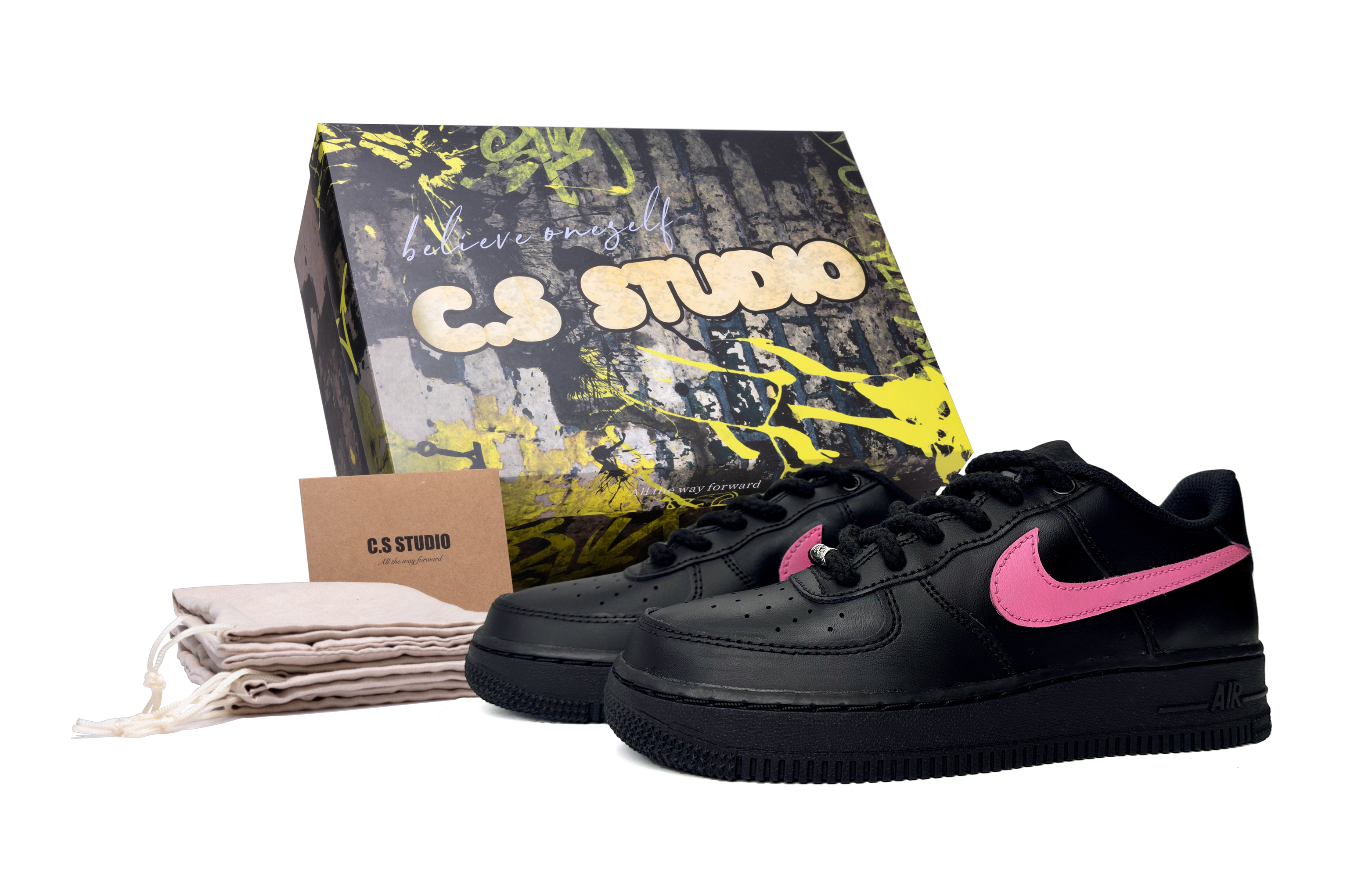 

Кроссовки Nike Air Force 1 Skateboard Shoes Women's Low-Top Black Pink