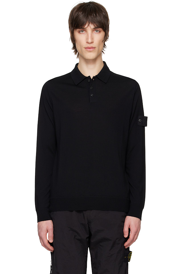 

Легкая поло из чистой шерсти RWS Stone Island, черный