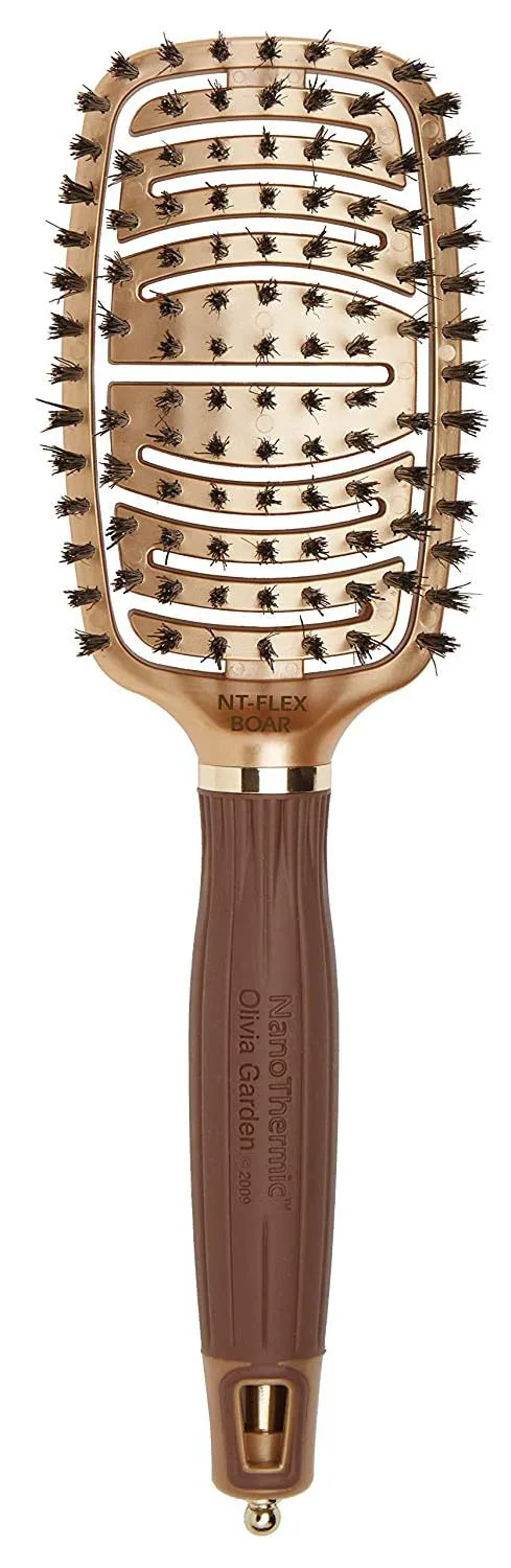 Расческа для волос Olivia Garden NanoThermic Ceramic + Ion Flex с плотным прилеганием к коже головы и вентиляцией 1 штука (1 шт.), Black, Brown, Gold